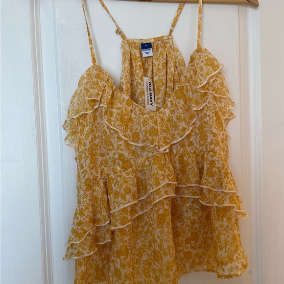 Floral Yellow Ruffle Top - Picture 3 of 4